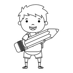 Sticker - cute little student boy with pencil character