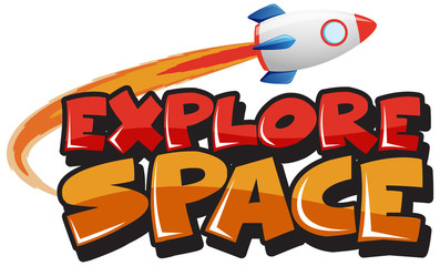 Wall Mural - Sticker design with space theme on white background