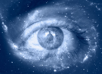Poster - Eye in the center of the galaxy with earth 