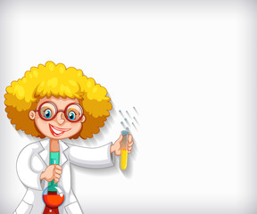 Wall Mural - plain background with female scientist doing experiment