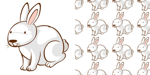 Sticker - Seamless background design with white bunny