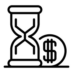 Poster - Hourglass money loan icon. Outline hourglass money loan vector icon for web design isolated on white background