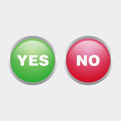 Poster - simple yes and no glossy icon with green and red color design, circle glossy button template vector for website, advertising, print