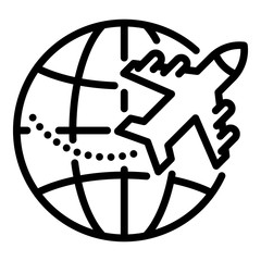 Poster - Global flight icon. Outline global flight vector icon for web design isolated on white background