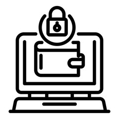 Poster - Secured web wallet icon. Outline secured web wallet vector icon for web design isolated on white background