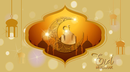 Wall Mural - background design for muslim festival eid mubarak