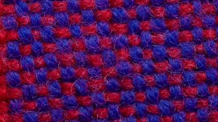 Wall Mural - Plaid material. Red and blue clothes threads background macro