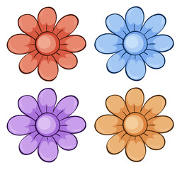 Canvas Print - Isolated set of flowers