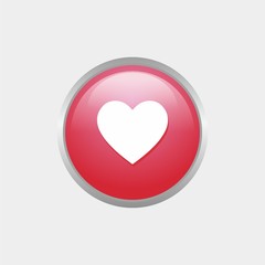 Wall Mural - simple love or heart glossy icon with Red color design, circle glossy button template vector for website, advertising, print 