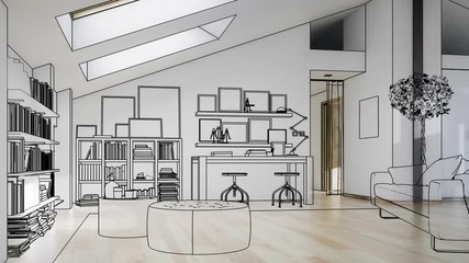 Wall Mural - Attic Loft - loopaable 3d visualization