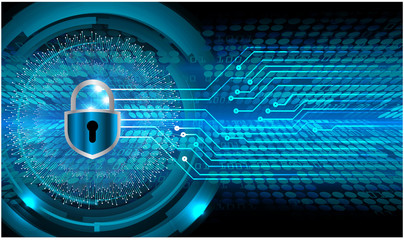 closed padlock on digital background, cyber security