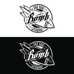 Wall Mural - Rocket (bomb) artwork for tattoo studio logo template vector