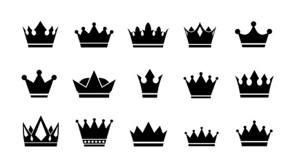 Wall Mural - Crowns icon set. Vector crown logo collection. Flat silhouettes isolated on white background.