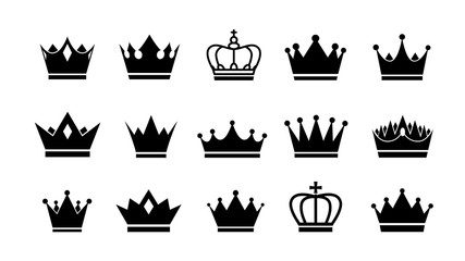 Poster - Crown logo. Vector flat crowns icons set collection.