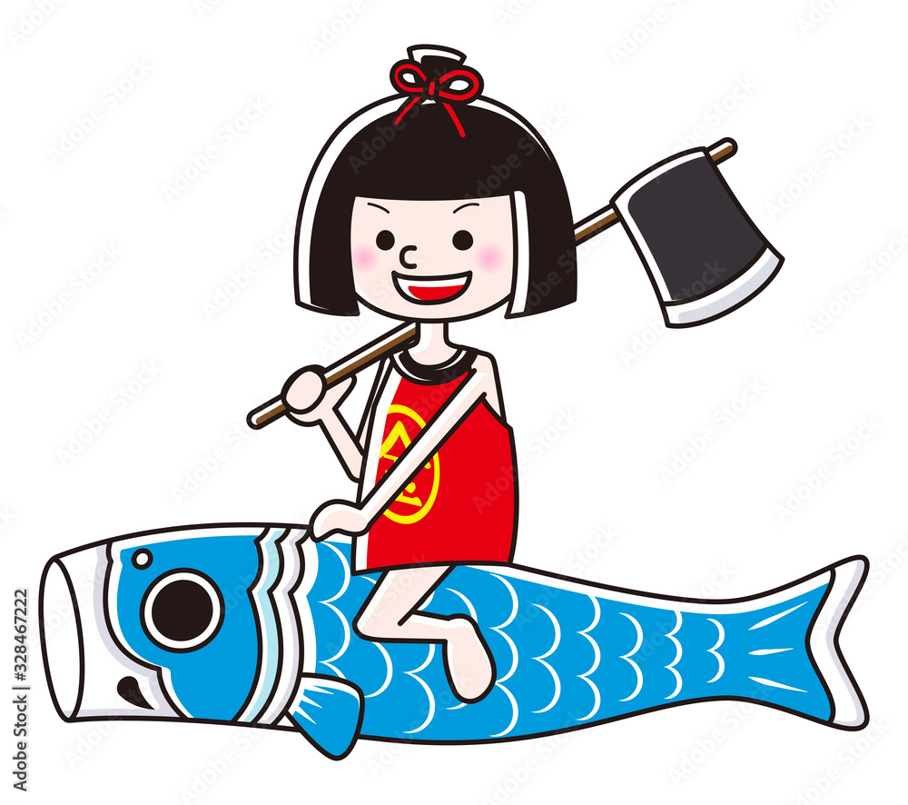 こいのぼりに乗る金太郎 Wall Mural Wallpaper Murals Mako こいのぼりに乗る金太郎 Wall Mural Wallpaper Murals Mako