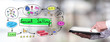 © thodonal - Social selling concept with man using a tablet