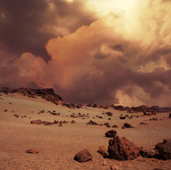 dust storm approaching on planet mars