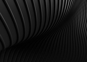 Wall Mural - Abstract of black space, twisted shape, architecture details,Perspective of future building design. 3D rendering.