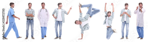 Fotomural collage doctor and young man isolated on white