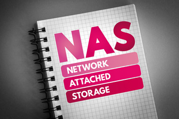 Aufkleber - NAS - Network Attached Storage acronym, concept background