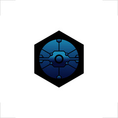 abstract hexagon logo technology design