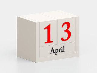 Wall Mural - april 13 white cube calendar 3d render