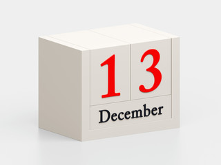 Wall Mural - december 13 white cube calendar 3d render