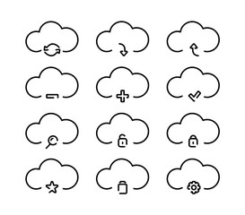 Poster - Set of cloud storage icons. Cloud service.