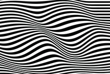 Abstract Vector Waves From Curves Of Black Lines On A White Background. Modern Monochrome Vector Background