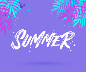 Wall Mural - Hello Summer handwritten lettering. Hello Summer typography vector design for greeting cards and poster. Design template celebration. Vector illustration.