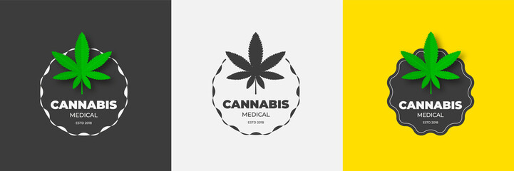 Poster - Graphic logo design with medical marijuana.