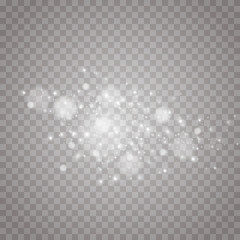 Wall Mural - The dust sparks and golden stars shine with special light. Vector sparkles on a transparent background. Christmas light effect. Sparkling magical dust particles.