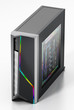 Modern PC case with RGB LED lights. 3D illustration