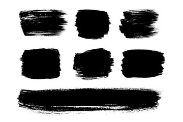 black brush strokes isolated on white. ink splatter. paint droplets. digitally generated image. set 