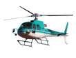 Turquoise color helicopter with hidden landing gear