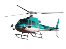 Turquoise Color Helicopter With Hidden Landing Gear