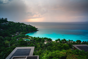 Wall Mural - Mahe Island Anse Petit beach Panorama view Seychelles 