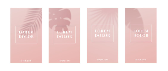 Poster - Pink mobile background or template with leaf shadow.