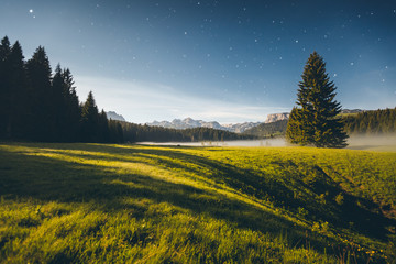 Wall Mural - misty summer night in the durmitor national park. location montenegro, europe.