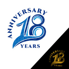 18 Years Anniversary Logo Template With Ribbon