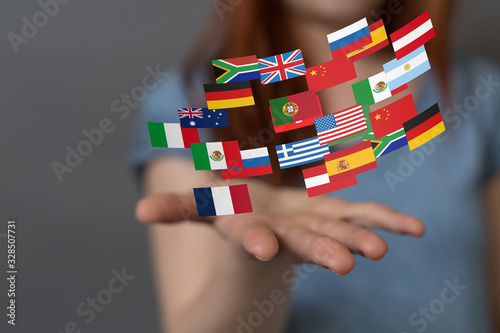 national flags of different countries. Lerretsbilde