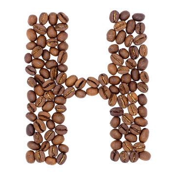 Letter H from coffee alphabet isolated on white