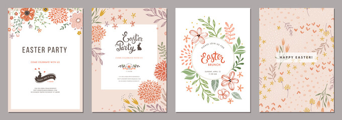 Wall Mural - Trendy floral Easter templates. Good for poster, card, invitation, flyer, cover, banner, placard, brochure and other graphic design.