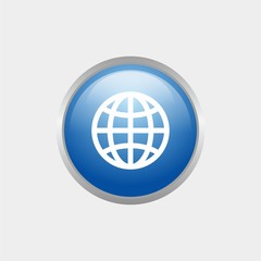 Poster - simple website or internet glossy icon with blue color design, circle glossy button template vector for website, advertising, print 