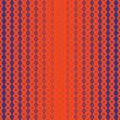 Vector halftone geometric seamless pattern with diamond shapes, crystals, fading rhombuses. Abstract background with gradient transition effect. Texture in trendy vibrant colors, neon orange and blue
