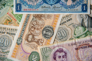 Background of an old banknotes collection series, out of circulation