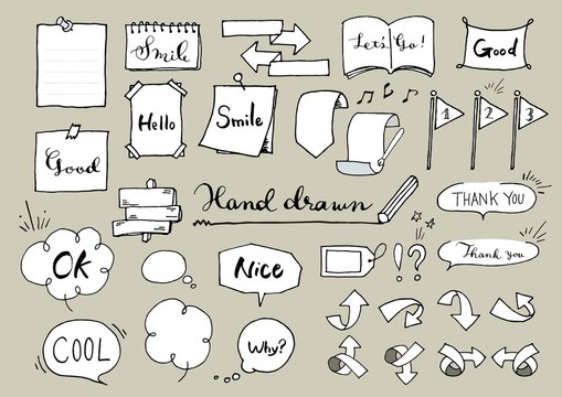 手描きの吹き出し・フレームセット