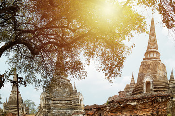 Wat Phra Si Sanphet the holiest temple on the site of the old Royal Palace in Thailand