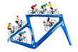 © stockphoto-graf - bicycle road racing tour concept. cyclist in competition jersey on race bike riding on a modern blue carbon frame isolated  white background