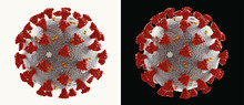 Coronavirus Microscopic View. Floating Influenza Virus Cells. Dangerous Asian Ncov Corona Virus, SARS Pandemic Risk Concept. 3d Rendering
